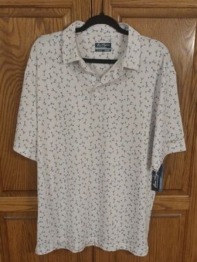 Ben Hogan Performance NWT Men's Large Martini Print Polo Shirt White Multi Golf